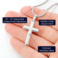 To My Daughter - Stainless Steel Cross Necklace - Trust In The Lord - Midnight Marble