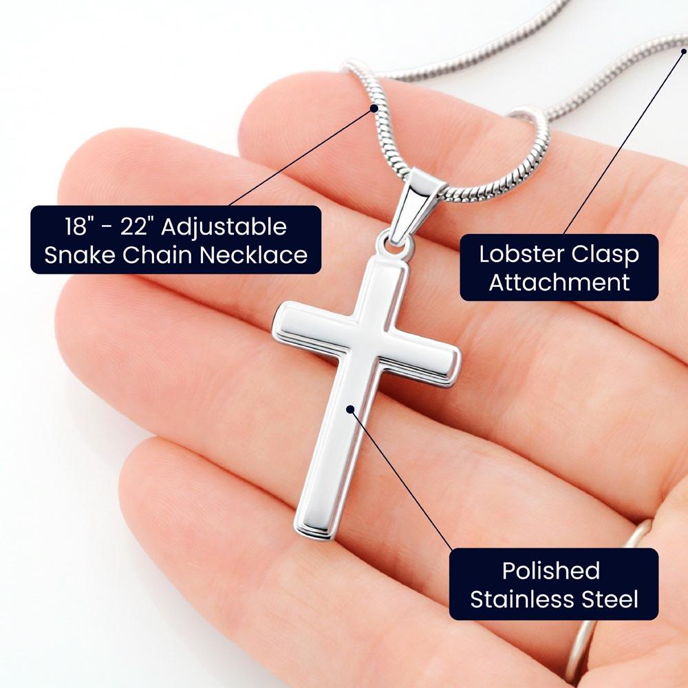 To My Daughter - Stainless Steel Cross Necklace - Trust In The Lord - Midnight Marble