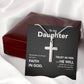 To My Daughter - Stainless Steel Cross Necklace - Trust In The Lord - Midnight Marble