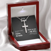 Load image into Gallery viewer, To My Son - Stainless Steel Cross Necklace - Trust In The Lord - Midnight Marble
