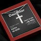 To My Daughter - Stainless Steel Cross Necklace - Trust In The Lord - Midnight Marble