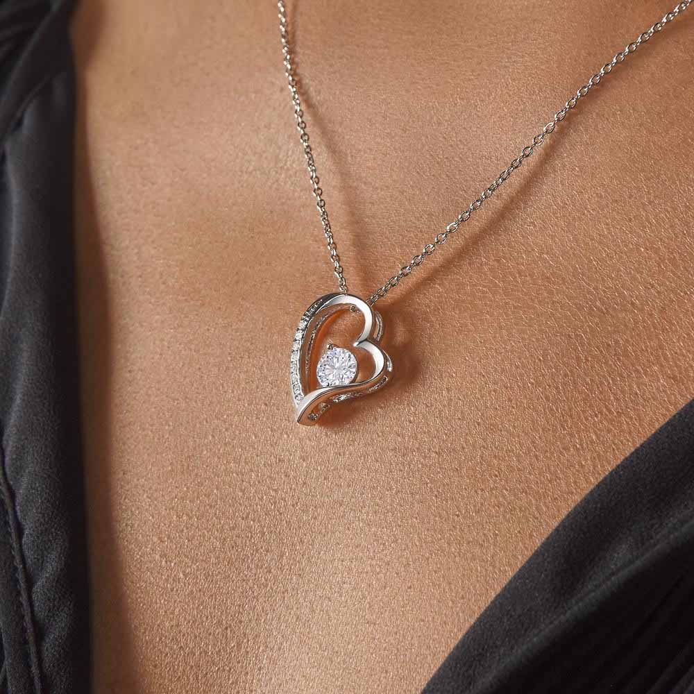 Forever Love Necklace, 14K White Gold Finish worn by woman