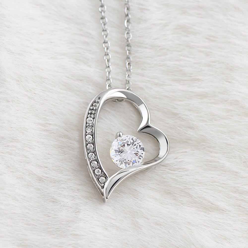 Forever Love Necklace, 14K White Gold Finish on display