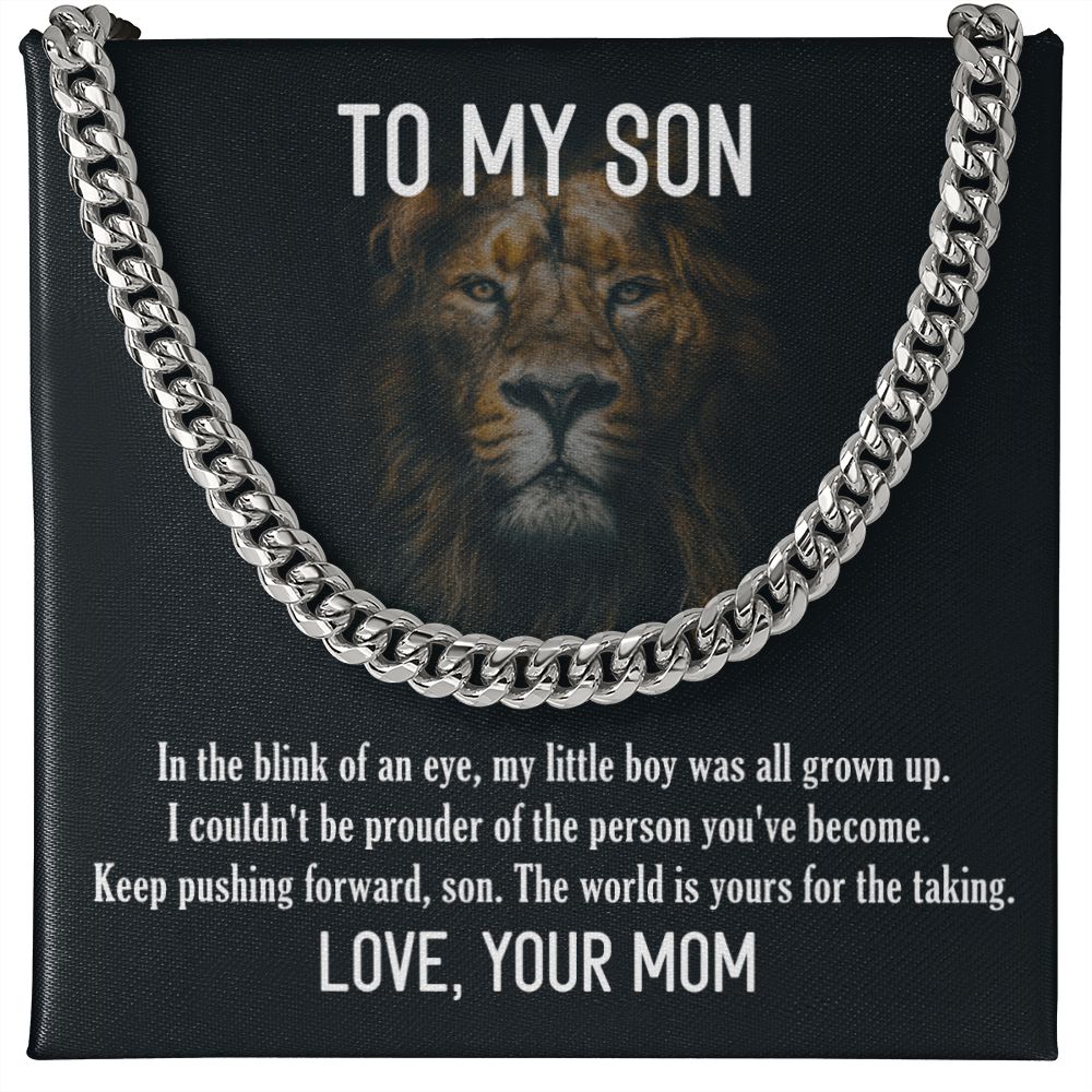 Polished Stainless Steel Cuban Link Chain Gift for Son from Mom